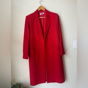Rodier Paris 100% Wool Red Light Weight Trench
Silk lining 
Size: 42